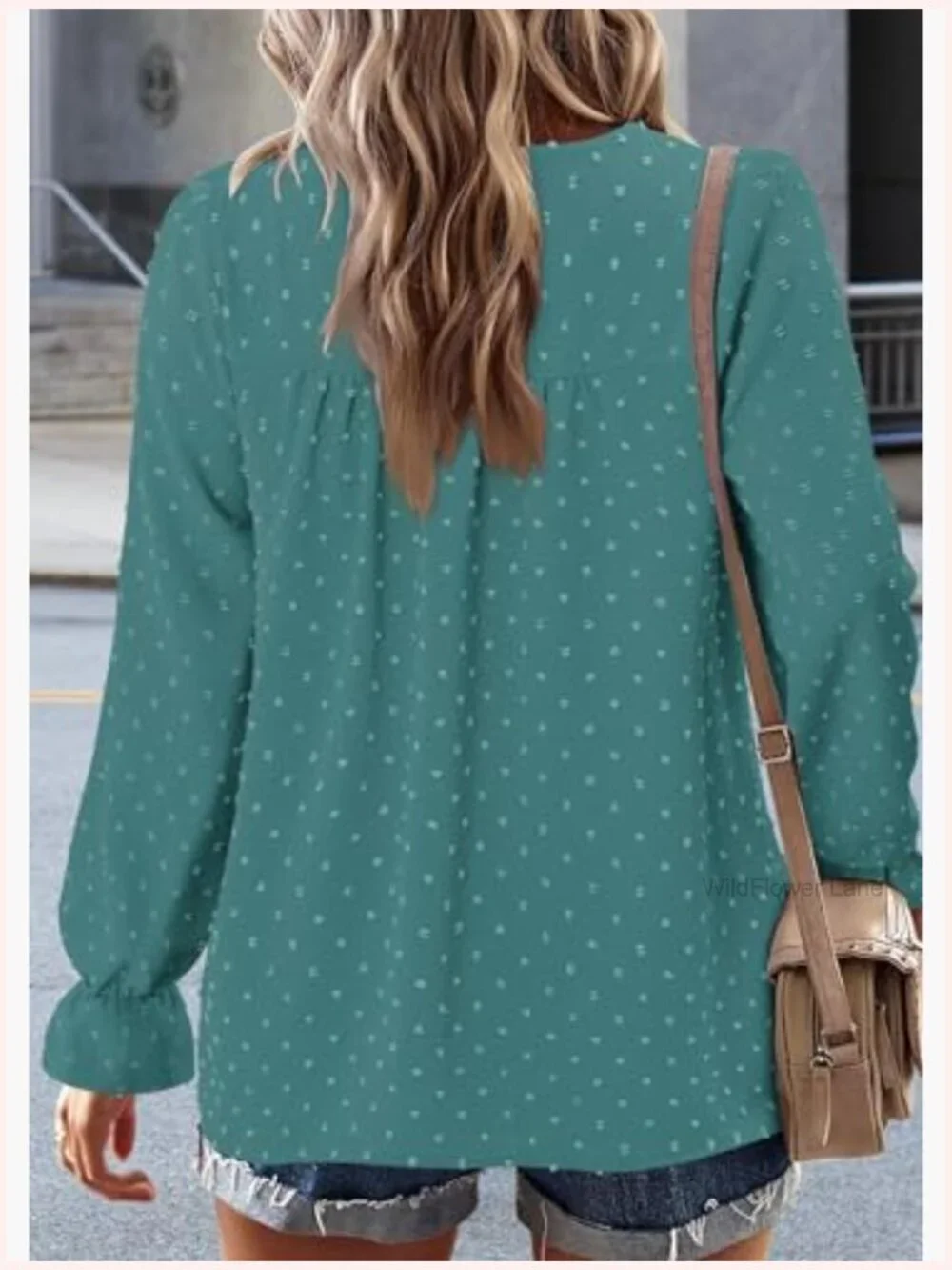 Boho Long Sleeve Crewneck Blouse Flowy Tunic Top